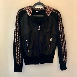 adidas Black Leopard Bomber Track Jacket